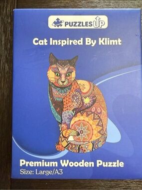 Multicolor Wooden Cat Puzzle Inspired by Klimt
